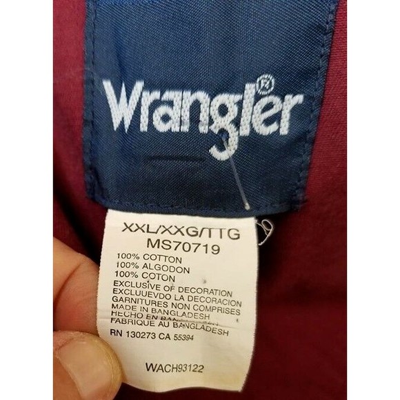 Vintage Wrangler Pearl Snap Button Cowboy Red Western Shirt Size 2X Long Sleeve - Picture 10 of 11